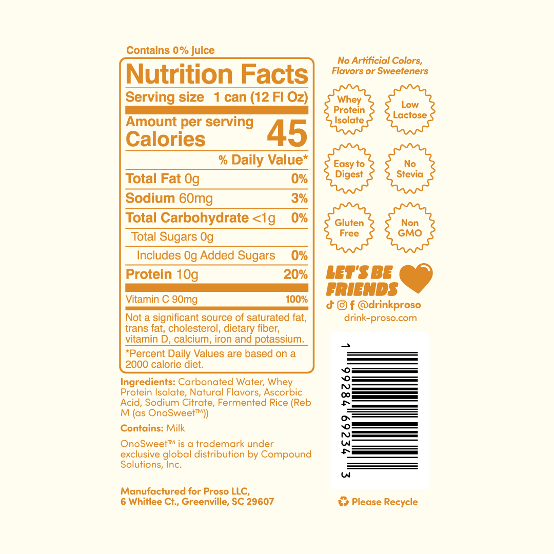 ProSo Protein Soda | 10g Clean Protein · Zero Sugar · 45 Calories